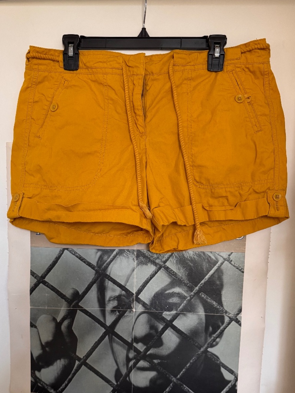 LOFT Mustard Yellow Utility Shorts Size 10 Rope Belt Cargo Shorts